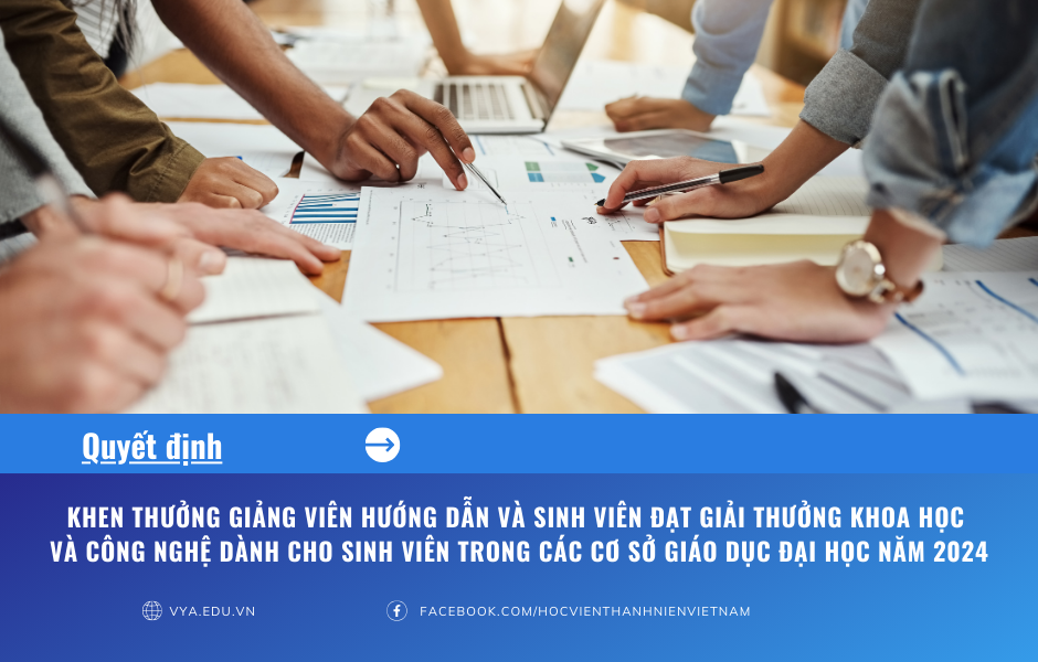 Quyết định khen thưởng giảng viên hướng dẫn và sinh viên đạt Giải thưởng khoa học và công nghệ dành cho sinh viên trong các cơ sở giáo dục đại học năm 2024