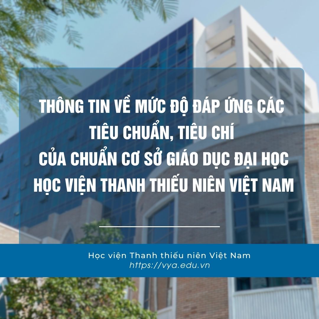 Thông tin về mức độ đáp ứng các tiêu chuẩn, tiêu chí của chuẩn cơ sở giáo dục đại học Học viện Thanh thiếu niên Việt Nam
